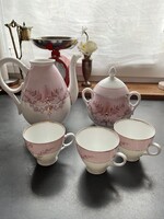 Antik kézzel festett, nagyon finom porcelán bieder teás készlet