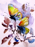 Little butterfly III - watercolor painting/  Kis lepke III - akvarell festmény
