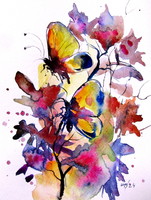 Little butterfly II - watercolor painting/  Kis lepke - akvarell festmény