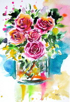 Roses - watercolor painting/  Rózsák - akvarell festmény
