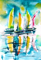 Sailboats - watercolor painting/  Vitorlások - akvarell festmény
