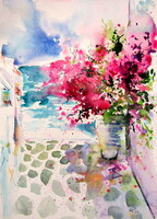 Summer streets II - watercolor painting/ Nyári utcák II -  akvarell festmény