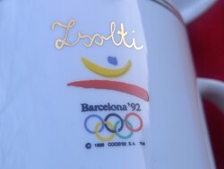 Ritka retro Alföldi "Zsolti" születésnapi pohár Barcelona Olimpia, keresztelő pohár