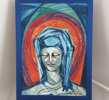 (K) Szép Mária festmény 57x78 cm kerettel szignózott