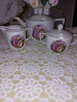 Régi Drasche porcelán mitológiai jelenetes, lüszter mázas, hiányos teás készlet