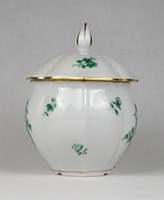 1U141 Zöld nanking virág mintás Herendi porcelán bonbonier