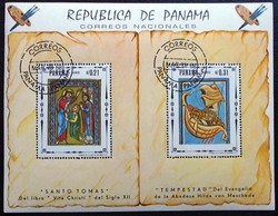 KPB299 / Panama 1968 Vallási művészet blokk pecsételt