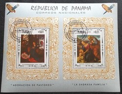 KPB298 / Panama 1968 Vallási művészet blokk pecsételt