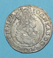 Lengyelország II.János .Kázmér 1666 AT 6 garas  Verde: Krakkó ,3,4 g  ezüst