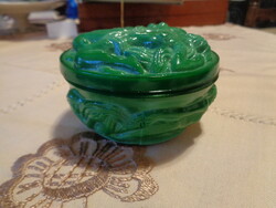 Zöld malachit  , bonbonier   9 x 6  cm , szép állapot