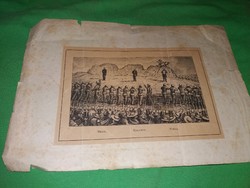 Antik 19. sz.rézkarc könyv litográfia : Mejia Miramon és I.MIKSA császár kivégzése a képek szerint