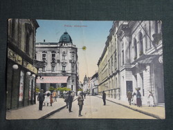 Képeslap,Pécs,Király utca,üzletek,casino látkép,Fürst Lipót Pécs kiadás,1905-  -sérült-