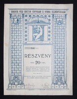 Dunántúl Pécsi Egyetemi Könyvkiadó és Nyomda részvény 20 pengő 1936 - Pécs