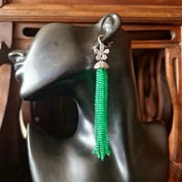 Imitation Emerald Long Tassel Earrings