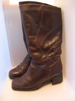 Barna bőr, bundás női csizma YOUNG TIME 41-es