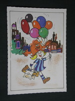 Képeslap,MOKÉP,mozi,Pannónia filmstúdió,Pom-Pom rajzfilm,grafikai rajzos, 1983