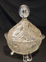 Art deco üveg tartó 193o-40 es évekből ,madaras motívumokkal Hibátlan 25 cm magas