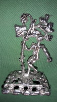 Antik ezüstözött ón szobor miniatúra BORÁSZOKNAK" BACCHUS és a szőlőlugas " 7 x 5 cm a képek szerint