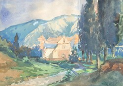 Bélapátfalvai Ciszterci Apátság Temploma (akvarell, 1955-ből) azonosítatlan jelzés