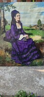 A lilaruhás nő , Szinyei M. P.  után , nagyméretü kvalitásos festmény