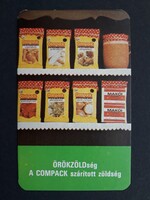 Kártyanaptár 1983 - Örökzöldség a Compack Szárított Zöldség feliratú retró zsebnaptár