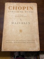 Chopin zongora kotta. Samtliche Werke Ausgabe Paderewski X Mazurken. 238 oldal,kemény karton kötés