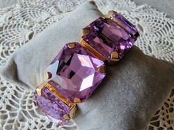 Statment fancy gold tone and huge amethyst color crystal bracelet