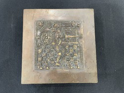 Kopcsányi Ottó réz bronz doboz képcsarnok iparművészeti modern retro mid century