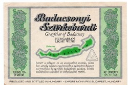Boros címke: Badacsonyi szürkebarát.