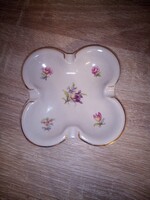 Drasche (kőbányai porcelán) porcelán virágmintás hamutál. Hibátlan. Jelzett