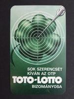 Kártyanaptár 1983 - Sok Szerencsét Kíván Az OTP Toto-Lotto Bizományosa feliratú zsebnaptár