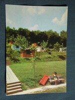 Képeslap,Abaliget,kemping,bungaló látkép,részlet, 1966-