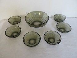 RÉGI ,VASTAG,BARNA SZÍNŰ, ÜVEG  SÜTEMÉNYES KÉSZLET.  ALKUKÉPES!