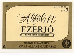 Boros címke: Alföldi Ezerjó.
