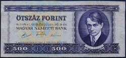 Vágáshibás! 500 Forint 1990, F+. Lefelé tolódott nyomat.