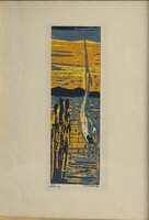 Tóth Tibor: Gém (1972) színes limo Mérete: 30 x 10 cm, üvegezett keretben Ára 5.000 Ft