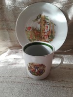 Porcelán /Kahla/ mese mintás bögre és tányér