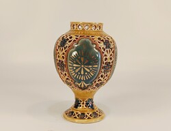 ZSOLNAY IVORY WANDA ANTIK PORCELÁN SZÉLES VÁZA MÉLYNYOMÁSOS FORMASZÁM  HIBÁTLAN (R016)