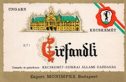 Boros címke: Cirfandli, Kecskemét.