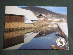 Képeslap,Aggtelek nemzeti park,Jósvafő pajtasor látkép,részlet,1996-