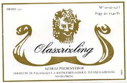Boros címke: Olaszrizling, Kecskemét.