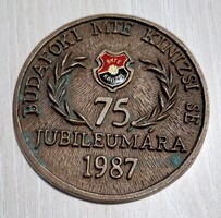 Budafoki MTE Kinizsi SE 75 éves jubileumára 1987 bronz emlék plakett