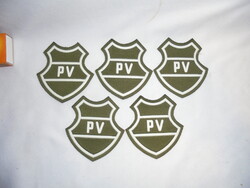 P V katonai váll lap, felvarró - öt darab együtt