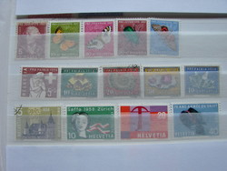 SVÁJC 1957-58 "ESEMÉNYEK, ÁSVÁNYOK,ROVAROK  " Pecsételt és * 3 bélyeg sor.