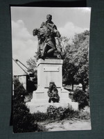 Képeslap,Budakeszi,Hősök szobra emlékmű látkép,részlet,1959-