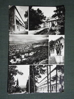 Képeslap,Budakeszi,mozaik,szanatórium,szoborpár,iskola,tanácsháza,templom látkép,részlet,1976-