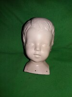 Antik HIBÁTLAN mázas biszkvit porcelán babafej büszt 12 cm kb.50-55 cm-es babákhoz a képek szerint