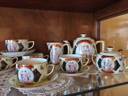 Hibátlan állapotú Alt wien allegorikus jelenetes porcelán teás készlet
