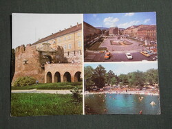 Képeslap,Baranya megye,mozaik,Pécs,Harkány,Siklós,fürdő,vár,Széchenyi tér, 1979-