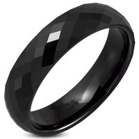 NAGYON SZÉP ROMBUSZ CSISZOLÁSÚ FEKETE NEMES ACÉL GYŰRŰ.